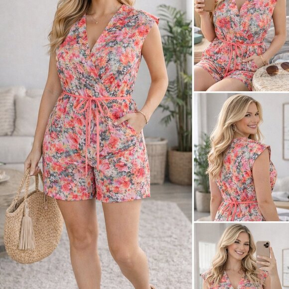 Athleta Women's Marlow Floral Bloom Romper NWT (Size Medium) Spring Athleisure - Picture 13 of 13